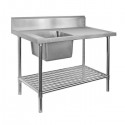 Stainless Steel Sink Bench 2400 W x 600 D with Single Left Bowl and 150mm Splashback