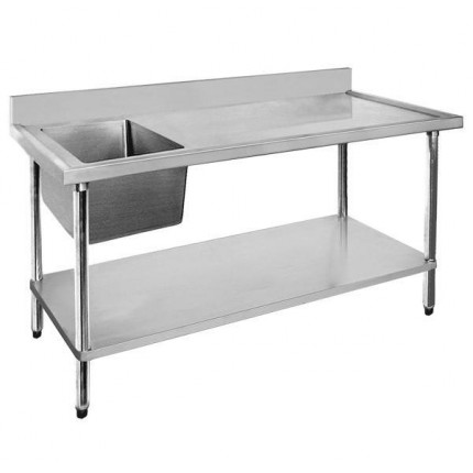 Single Sink Bench 1500 W x 600 D x 900 H mm with Left Bowl