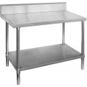 Stainless Splashback Bench 600mm with Undershelf