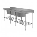 Simply Stainless Sink Bench 2400 W x 700 D with Triple Bowls