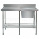 Simply Stainless Sink Bench 1800 W x 600 D with Single Right Bowl and 100mm Splashback