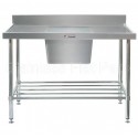 Simply Stainless Sink Bench 1200 W x 600 D with Single Centre Bowl and 100mm Splashback