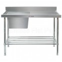 Simply Stainless Sink Bench 1200 W x 700 D with Single Left Bowl and 150mm Splashback
