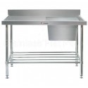 Simply Stainless Sink Bench 1200 W x 700 D with Single Right Bowl and 150mm Splashback