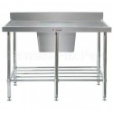 Simply Stainless Sink Bench 2100 W x 700 D with Single Centre Bowl and 150mm Splashback