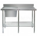 Simply Stainless Sink Bench 2100 W x 700 D with Single Left Bowl and 150mm Splashback