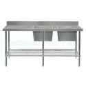 Double Right Stainless Sink 2400 W x 600 D with 150mm Splashback