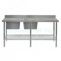 Double Left Stainless Sink 2400 W x 600 D with 150mm Splashback