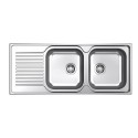 Stainless Steel Kitchen Sink with Right Double Sink Bowls 1000 W x 500 D