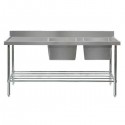 Double Right Stainless Sink 1800 W x 700 D with 150mm Splashback