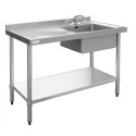 1000 W x 600 D Stainless Sink with Single Right Bowl and 60mm Splashback