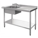 1200 W x 700 D Stainless Sink with Single Left Bowl and 60mm Splashback