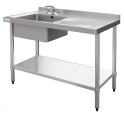 1000 W x 700 D Stainless Sink with Single Left Bowl and 60mm Splashback