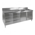 Double Sink Cabinet 2400 W x 700 D with Right Sink Bowls and 150mm Splashback