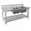 Left Dishwasher Sink Bench Right Inlet 1800 W x 700 D with 150mm Splashback