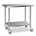 Stainless Steel Kitchen Bench with Wheels 1219 W x 610 D