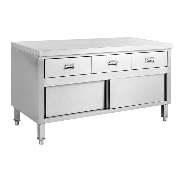 Pass-Through; Double-Door Cabinet, 44 W x 28 D x 81.5 H, 304 Stainless  Steel