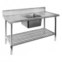 Stainless Steel Sink Bench 1500 W x 600 D with Single Centre Bowl and 150mm Splashback