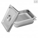 2 x Gastronorm GN Pan 1/2 GN Pan 60.5 mm Deep Stainless Steel Tray With Lid