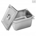 2 x Gastronorm GN Pan 1/2 GN Pan 200 mm Deep Stainless Steel Tray With Lid