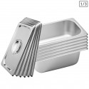 6 x Gastronorm GN Pan 1/3 GN Pan 100 mm Deep Stainless Steel Tray With Lid