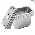 4 x Gastronorm GN Pan 1/3 GN Pan 200 mm Deep Stainless Steel Tray With Lid