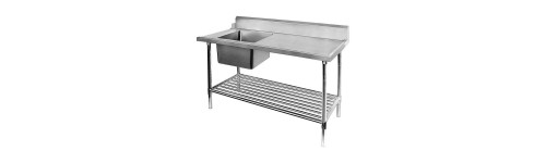 Right side single dishwasher sink bench with left inlet